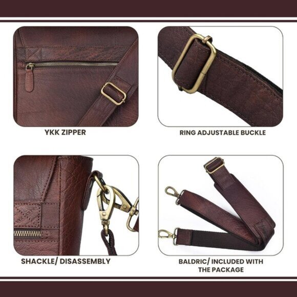 ⚡Leather Village Men & Women Tan Brown Vintage Leather Messenger Handmade Bag - Picture 2 of 8